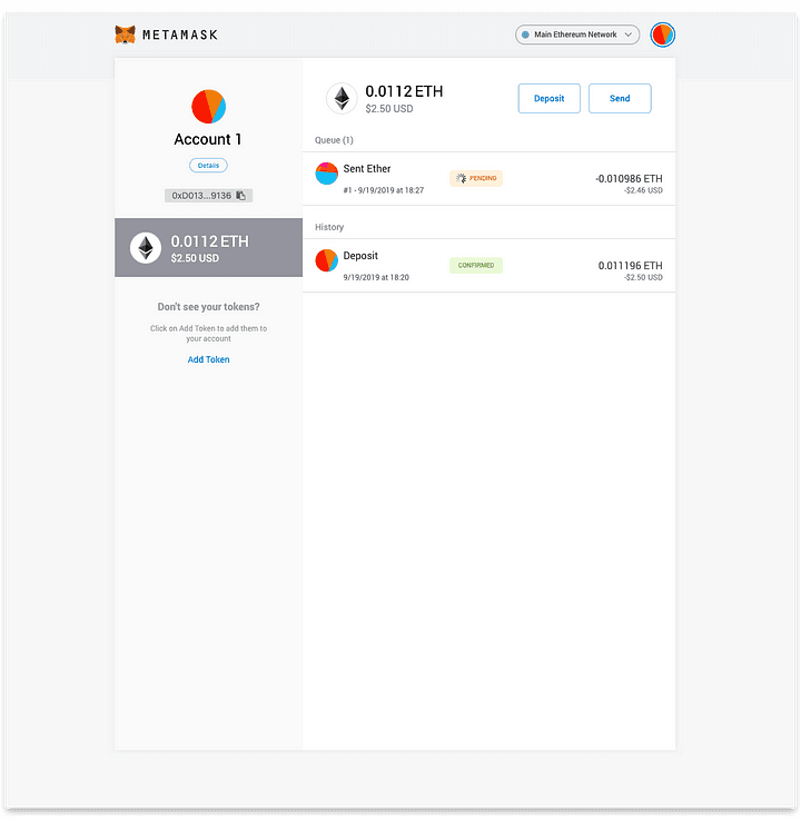 Return to the main screen and view recent transaction status